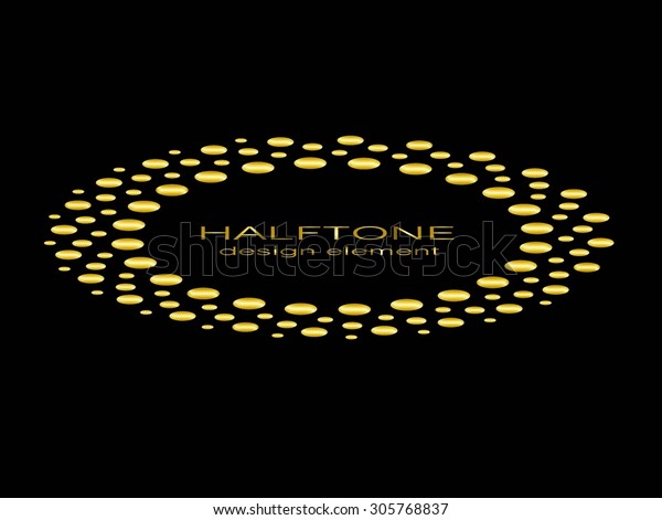 Abstract Halftone gold Logo Design Element,\
black background vector\
illustration