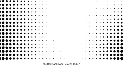 Abstract halftone gradient background. Faded grit noise texture. White and black sand wallpaper. Retro pixelated backdrop. Anime or manga style comic modern art simple abstract