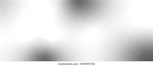 Abstract halftone gradient backgrounds, textured dot circles or noise faded texture, black and white or monochrome retro pixel wallpapers backdrop. Anime manga style cartoon overlay template.