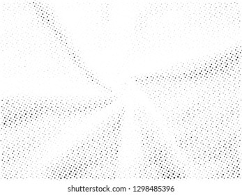 Abstract Halftone gradient dots background. Black white grunge texture. Pop Art circle comic pattern. Polka dots, rays twisted vector pattern. Template for presentation flyer, business cards, stickers