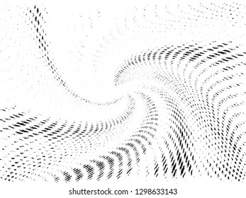 Abstract Halftone gradient dots background. Black white grunge texture. Pop Art circle comic pattern. Outer space, rays twisted, vector. Template for presentation flyer, business cards, stickers