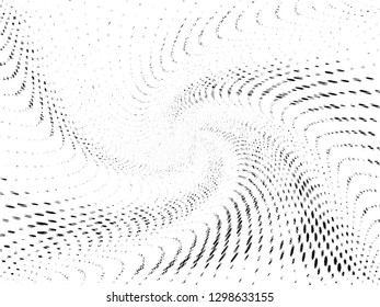 Abstract Halftone gradient dots background. Black white grunge texture. Pop Art circle comic pattern. Outer space, rays twisted, vector. Template for presentation flyer, business cards, stickers