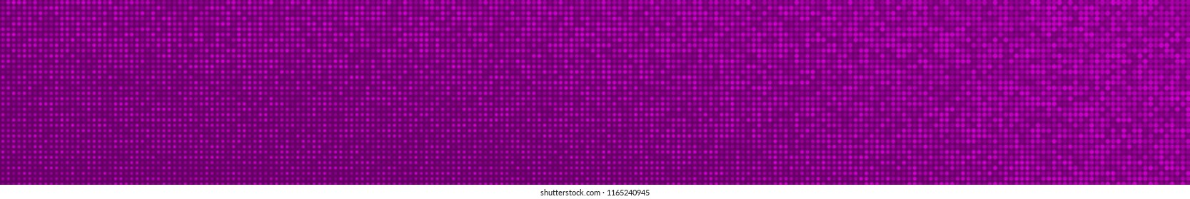 Abstract halftone gradient horizontal banner in randomly shades of purple colors