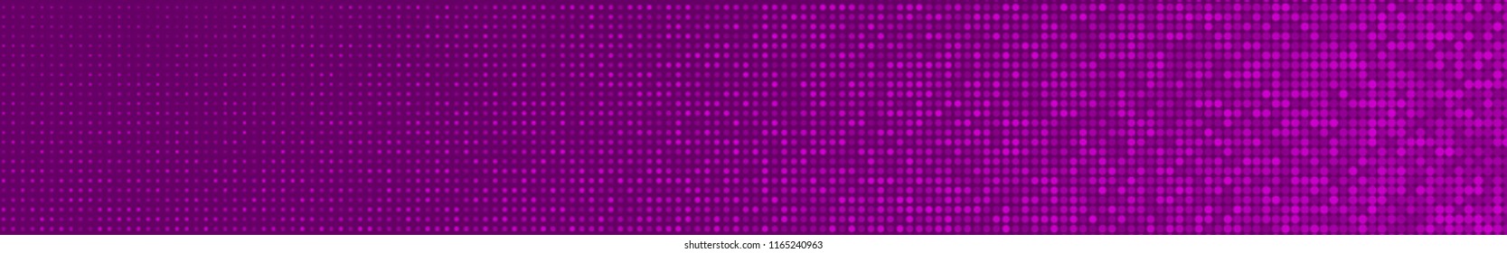 Abstract halftone gradient horizontal banner in randomly shades of purple colors