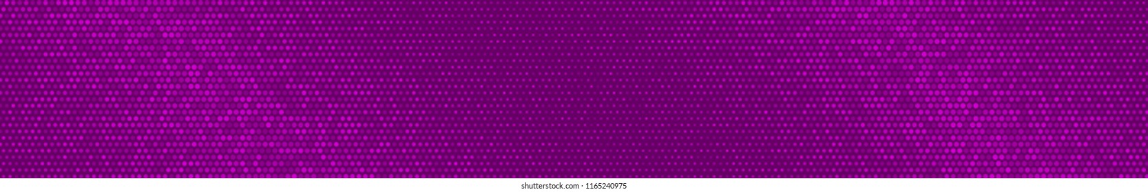 Abstract halftone gradient horizontal banner in randomly shades of purple colors