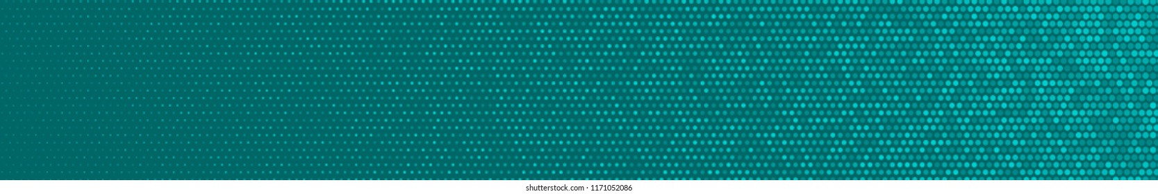 Abstract halftone gradient horizontal banner in randomly shades of light blue colors