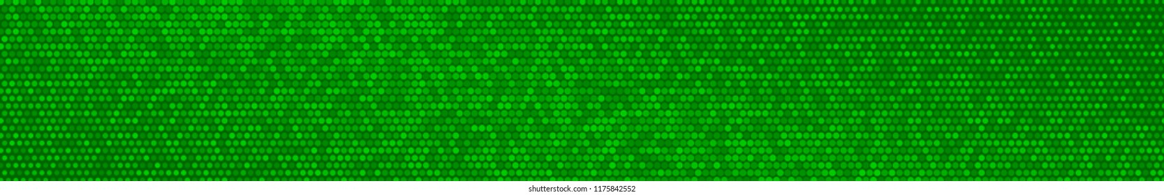 Abstract halftone gradient horizontal banner in randomly shades of green colors
