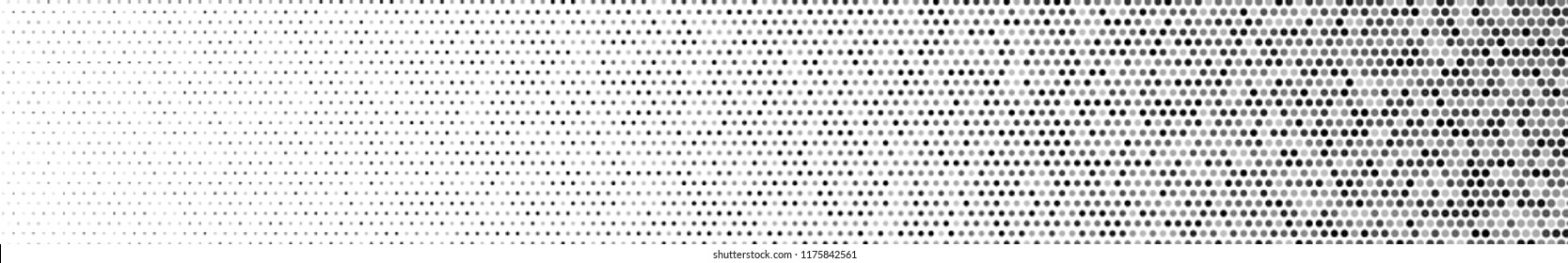 Abstract halftone gradient horizontal banner in randomly shades of gray colors