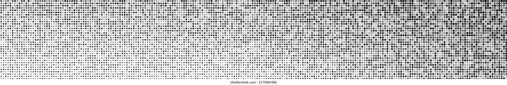 Abstract halftone gradient horizontal banner in randomly shades of gray colors