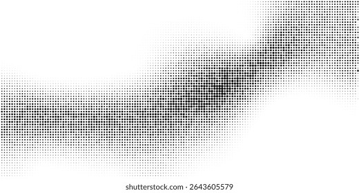 Abstract halftone gradient texture. Vector dotted grunge background for poster, overlay, cover, card. Pixelated retro backdrop