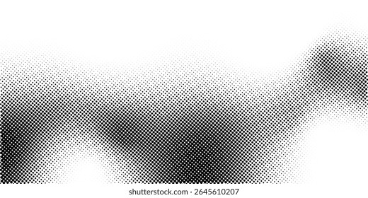 Abstract halftone gradient texture. Vector dotted grunge background for poster, overlay, cover, card. Pixelated retro backdrop