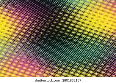Abstract halftone gradient of vibrant overlapping color dots yellow