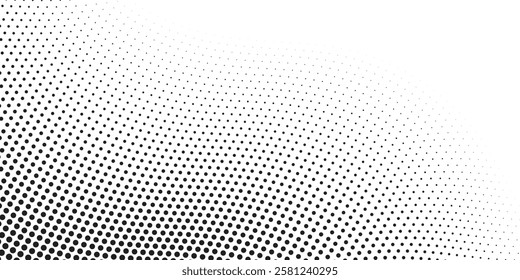 Abstract halftone gray dots gradient on white background, Curved twisted slanting design or waved lines pattern, Templates for business