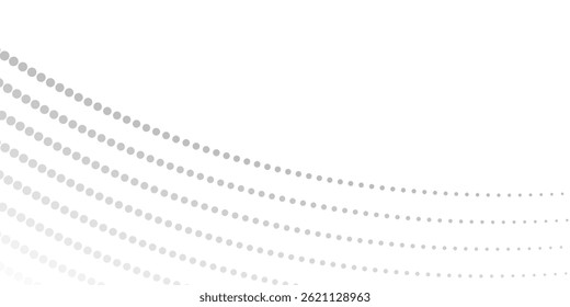 Abstract halftone gray dots gradient on white background, Curved twisted slanting design or waved lines pattern, Templates for business cards, brochures, posters, covers. vector eps10