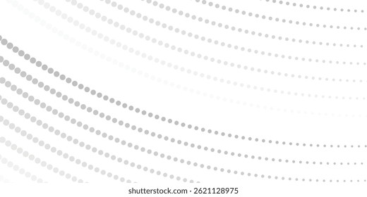 Abstract halftone gray dots gradient on white background, Curved twisted slanting design or waved lines pattern, Templates for business cards, brochures, posters, covers. vector eps10