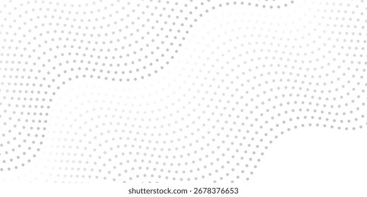 Abstrakte halbtongraue Punkte Farbverlauf auf weißem Hintergrund, Kurviges, verdrehtes, schräges Design oder gewelltes Linienmuster, Vorlagen für Visitenkarten, Broschüren, Poster, Cover.