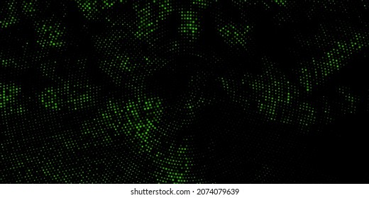 Abstract halftone green banner background. Half hidden round. Vector illustration.