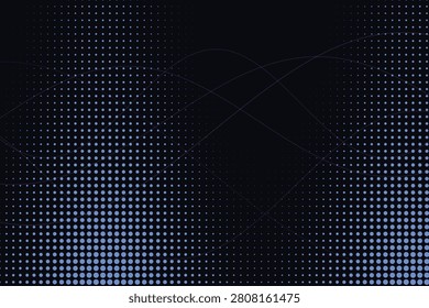 Abstract halftone grid with blue gradient and curved white lines bluegradient dots whitecurves