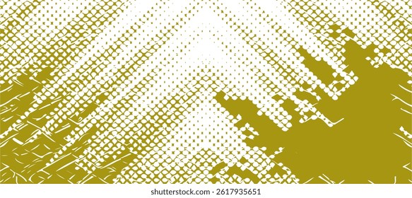 Abstract Halftone Grunge Pattern in Olive Green – Distressed Dots and Texture Background. Vector Illustration.