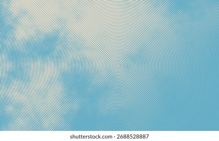 Abstractas Imagen de fondo de textura grunge semitono. Fondo de Vector vintage de arte de línea. Cielo azul en estilo de grabado