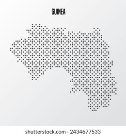 Mapa abstracto de Guinea en semitono aislado sobre fondo blanco. Ilustración de vector