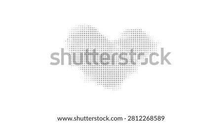 Abstract halftone heart icon. dotted love or health symbol. vector illustration in flat style with black dots on a white background, representing affection.