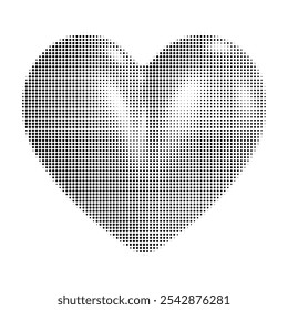 Forma Abstractas del corazón del semitono aislada en el fondo blanco. Icono de corazón negro punteado. Diseño de semitono moderno. Ilustración vectorial.