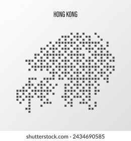 Abstrakte Halbton Hong Kong Karte isoliert auf weißem Hintergrund. Vektorgrafik