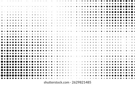 Abstract halftone horizontal gradient seamless pattern on white background. Retro comic pop art backdrop with halftone dots design. Vintage backdrop for comic superhero text, speech bubble, message