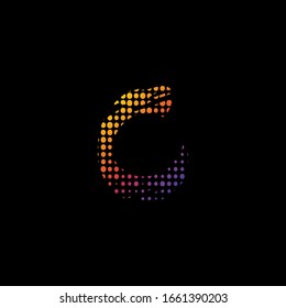 Abstract Halftone Initial Letter C Logo icon, vector design concept  halftone shape  logo icon template