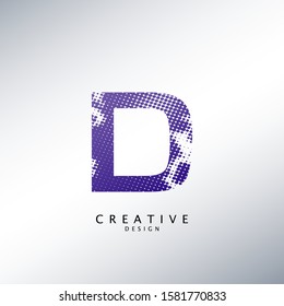 Abstract Halftone Initial Letter D Logo icon, design concept abstract techno halftone shape with letter D logo icon for initials or brand identity.