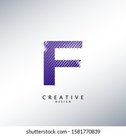 Abstract Halftone Initial Letter F Logo icon, design concept abstract techno halftone shape with letter F  logo icon for initials or brand identity.