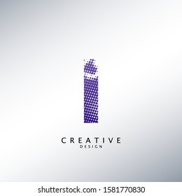 Abstract Halftone Initial Letter I Logo icon, design concept abstract techno halftone shape with letter I  logo icon for initials or brand identity.