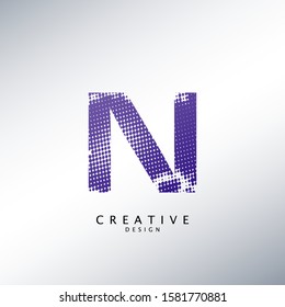 Abstract Halftone Initial Letter N Logo icon, design concept abstract techno halftone shape with letter N logo icon for initials or brand identity.