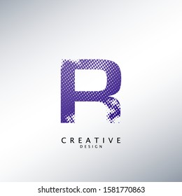 Abstract Halftone Initial Letter R Logo icon, design concept abstract techno halftone shape with letter R logo icon for initials or brand identity.