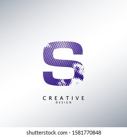 Abstract Halftone Initial Letter S Logo icon, design concept abstract techno halftone shape with letter S logo icon for initials or brand identity.