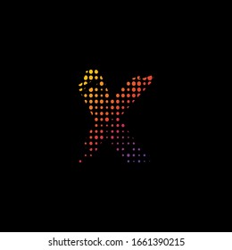 Abstract Halftone Initial Letter X Logo icon, vector design concept  halftone shape  logo icon template