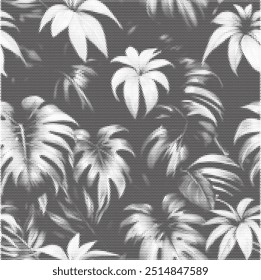 Abstract Halftone Leaves Dotted Pattern