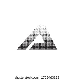 Letra de semitono Abstractas Un símbolo geométrico del logotipo del triángulo con el patrón de degradado punteado negro sobre fondo blanco