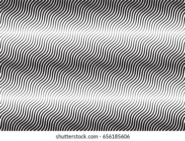 Abstract halftone line background. Monochrome pattern with varying line thickness square.  Vector modern pop art texture for poster, sites, business cards, cover, postcard, design, labels, stickers.