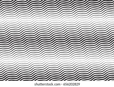 Abstract halftone line background. Monochrome pattern with varying line thickness square.  Vector modern pop art texture for poster, sites, business cards, cover, postcard, design, labels, stickers.