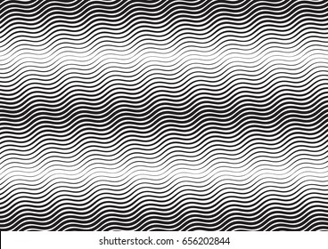 Abstract halftone line background. Monochrome pattern with varying line thickness square.  Vector modern pop art texture for poster, sites, business cards, cover, postcard, design, labels, stickers.
