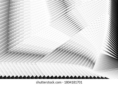Abstract halftone lines background, black and white geometric dynamic pattern, vector modern design texture for card, cover, poster, decoration.