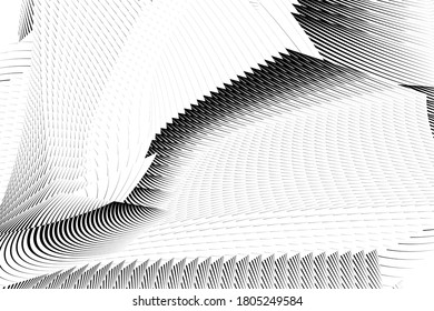Abstract halftone lines background, black and white geometric dynamic pattern, vector modern design texture for card, cover, poster, decoration.