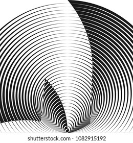 Abstract halftone lines background. Creative geometric pattern. Vector modern design optical illusion black and white background.