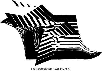 abstract halftone lines background, creative geometric dynamic pattern, vector modern design black and white texture
