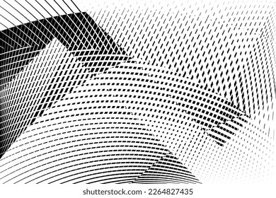 abstract halftone lines background, creative geometric dynamic pattern, vector black and white texture