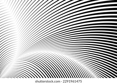 abstract halftone lines background, creative geometric dynamic pattern, vector modern design black and white texture