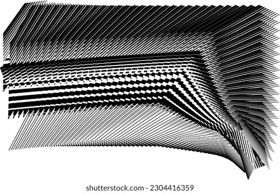 abstract halftone lines background, creative geometric dynamic pattern, vector modern design black and white texture