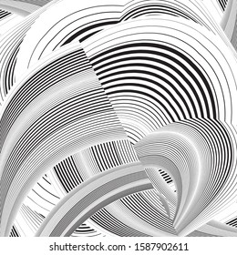 Abstract halftone lines background, geometric dynamic pattern, vector modern design texture.